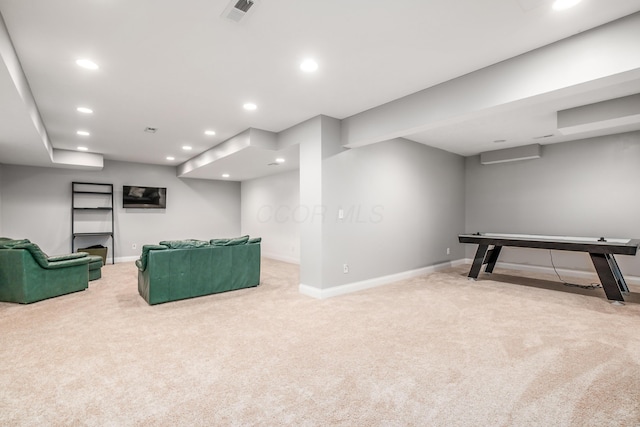 7685 Skarlocken Grn, New Albany, OH 43054 - recreation room with carpet floors and recessed lighting