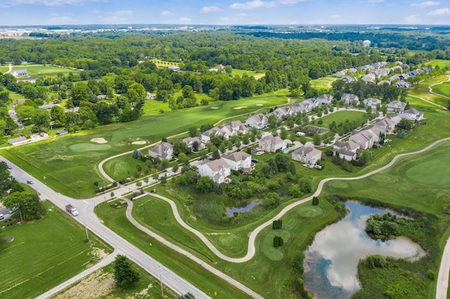 7685 Skarlocken Grn, New Albany, OH 43054 - aerial view of property and surrounding area featuring a large body of water, a golf course, and nearby suburban area