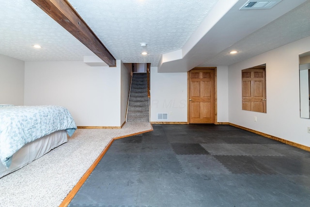 3476 Bayspirit Ct, Reynoldsburg, OH 43068 - bedroom with recessed lighting, a textured ceiling, and beam ceiling