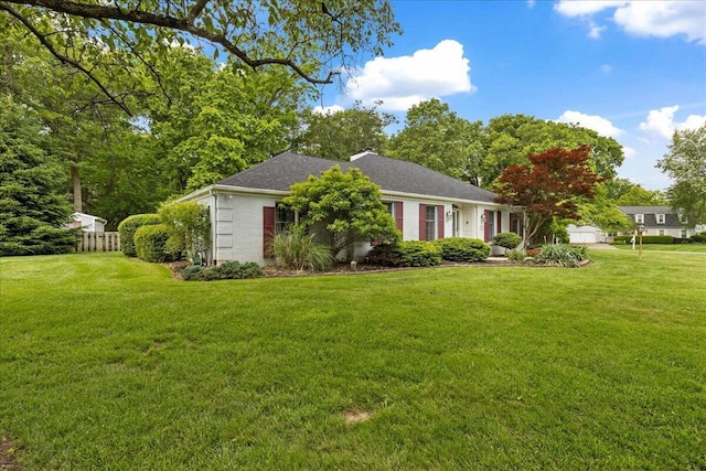 685 Hawthorne Dr, Circleville, OH 43113 - single story home featuring a chimney, a shingled roof, and brick siding