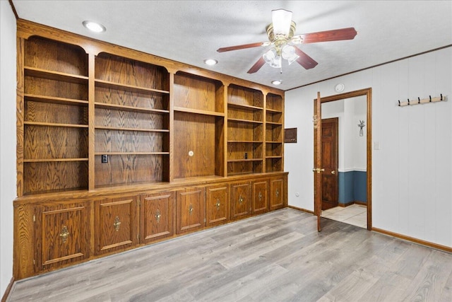 685 Hawthorne Dr, Circleville, OH 43113 - unfurnished living room featuring baseboards, light wood-style flooring, ceiling fan, and recessed lighting