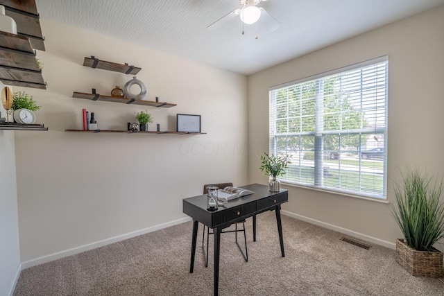 140 Broadstone Cir E, Blacklick, OH 43004 - carpeted office space featuring a ceiling fan and baseboards