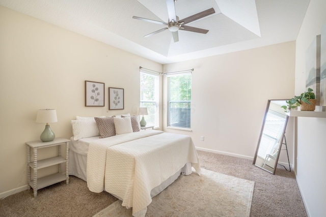 140 Broadstone Cir E, Blacklick, OH 43004 - bedroom with carpet flooring, baseboards, a ceiling fan, and a tray ceiling