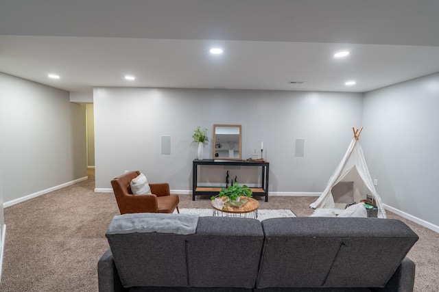 140 Broadstone Cir E, Blacklick, OH 43004 - carpeted living area with recessed lighting and baseboards