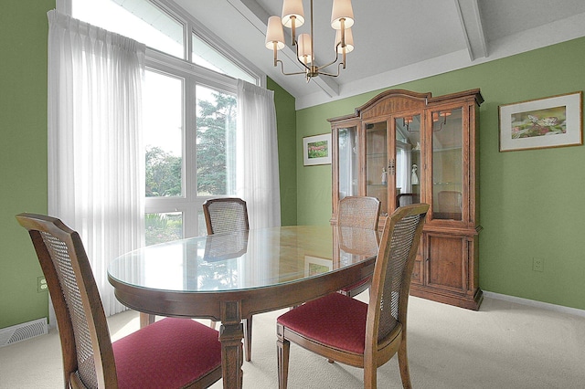 1263 Clubview Blvd S, Columbus, OH 43235 - carpeted dining space with a chandelier and vaulted ceiling