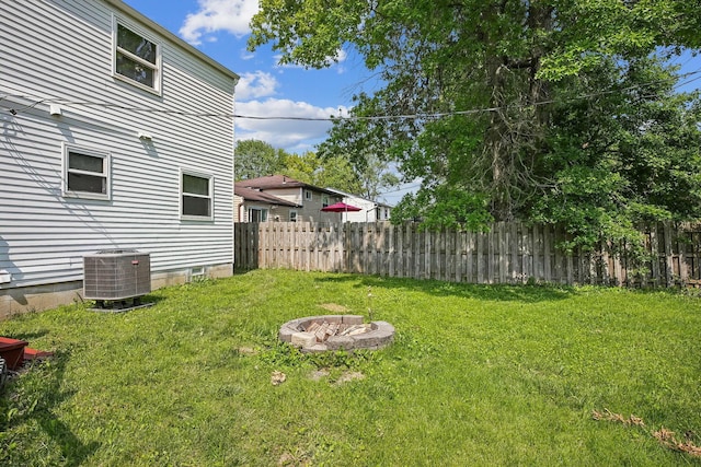 2117 Kilbourne Ave, Columbus, OH 43229 - view of yard with central air condition unit and a fire pit