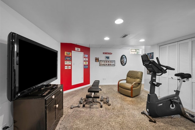 7494 Barrister Dr, Dublin, OH 43016 - workout area featuring carpet, recessed lighting, and baseboards