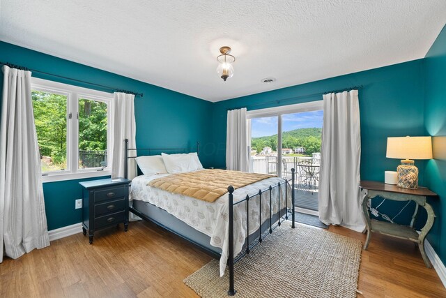 14 Wells Jones Rd, Waverly, OH 45690 - bedroom featuring wood finished floors, access to outside, baseboards, and a textured ceiling
