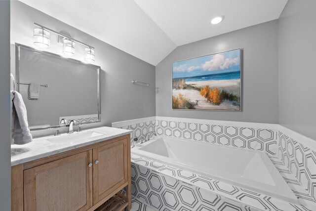14 Wells Jones Rd, Waverly, OH 45690 - bathroom with a bath, vanity, and lofted ceiling