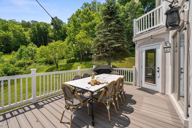 14 Wells Jones Rd, Waverly, OH 45690 - wooden deck with outdoor dining space, a yard, and area for grilling