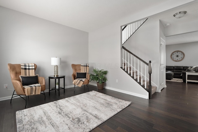 676 Ferguson Ave, Delaware, OH 43015 - sitting room with stairway, baseboards, and wood finished floors