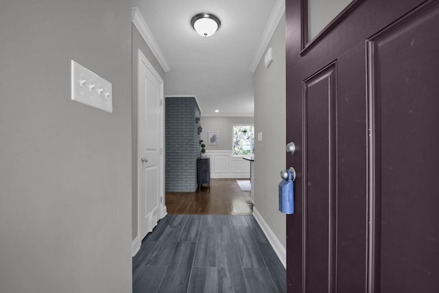 2608 Edgevale Rd, Columbus, OH 43221 - entryway featuring dark wood-style floors and crown molding