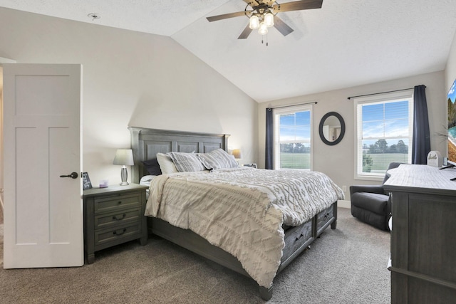 9559 Basil Rd NW, Baltimore, OH 43105 - bedroom featuring carpet floors, lofted ceiling, and a ceiling fan
