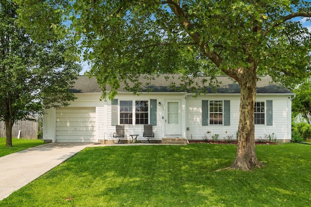 133 Blendon Rd, West Jefferson, OH 43162 - ranch-style home with concrete driveway, a garage, and a shingled roof