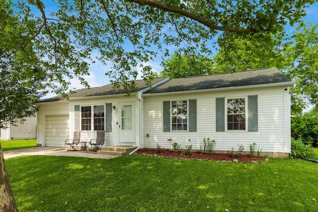 133 Blendon Rd, West Jefferson, OH 43162 - ranch-style house featuring a garage, a front lawn, and concrete driveway
