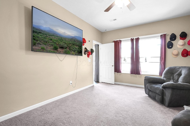 1598 Metcalfe Ave, Obetz, OH 43207 - sitting room with carpet floors, baseboards, and a ceiling fan