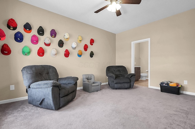 1598 Metcalfe Ave, Obetz, OH 43207 - sitting room featuring a ceiling fan, baseboards, and carpet floors