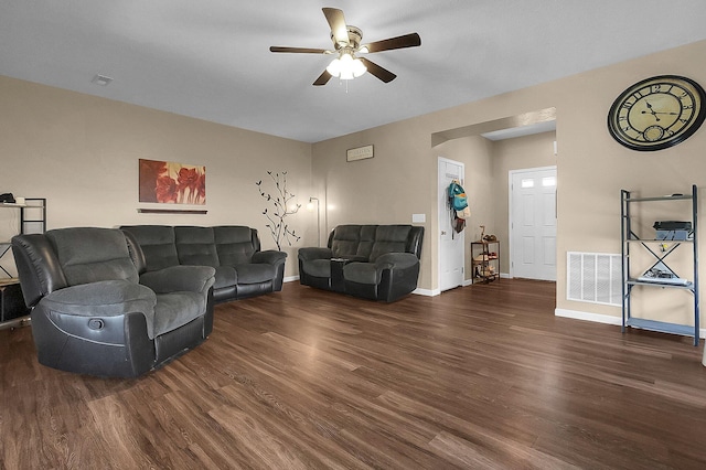 1598 Metcalfe Ave, Obetz, OH 43207 - living area with wood finished floors, a ceiling fan, and baseboards