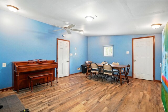 2506 Chester Rd, Columbus, OH 43231 - dining room featuring wood finished floors, a ceiling fan, and baseboards