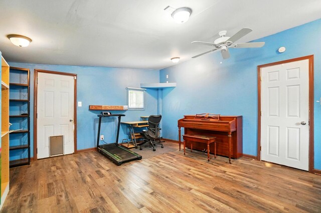 2506 Chester Rd, Columbus, OH 43231 - misc room featuring an office area, ceiling fan, wood finished floors, and baseboards