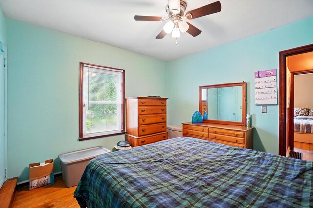 2506 Chester Rd, Columbus, OH 43231 - bedroom featuring light wood-style flooring and ceiling fan