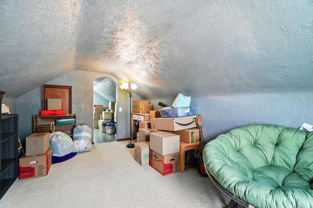 2506 Chester Rd, Columbus, OH 43231 - additional living space featuring vaulted ceiling, a textured ceiling, and carpet
