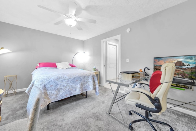 563 Wickham Way, Gahanna, OH 43230 - bedroom featuring carpet, ceiling fan, and a textured ceiling