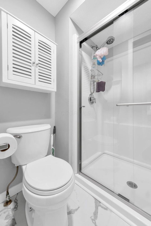 563 Wickham Way, Gahanna, OH 43230 - full bathroom featuring marble look tiles and a shower stall
