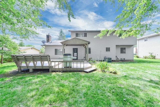 563 Wickham Way, Gahanna, OH 43230 - back of house featuring a gazebo, a lawn, a chimney, and a deck
