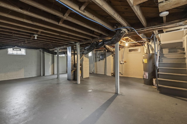 2592 Grasmere Ave, Columbus, OH 43211 - basement featuring water heater, stairs, and heating unit
