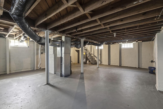 2592 Grasmere Ave, Columbus, OH 43211 - basement with stairway and heating unit