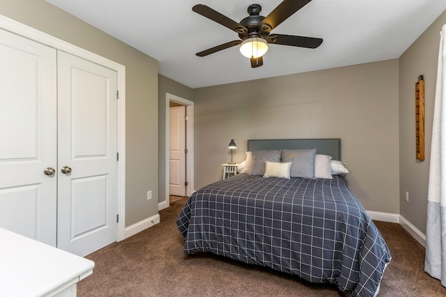 405 Tyler Station Dr, Johnstown, OH 43031 - bedroom featuring carpet flooring, baseboards, ceiling fan, and a closet