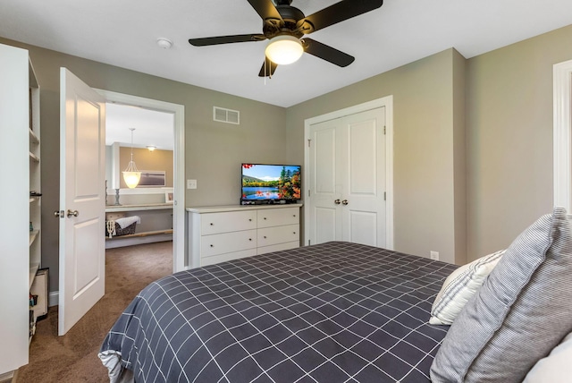 405 Tyler Station Dr, Johnstown, OH 43031 - carpeted bedroom with ceiling fan and a closet