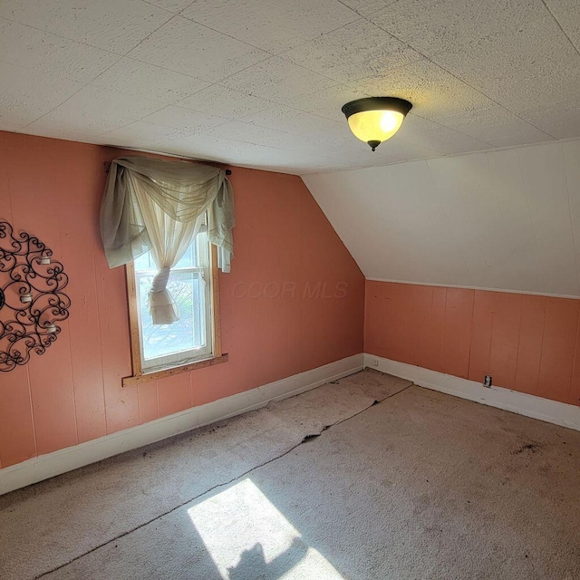 3813 N Old State Rd, Delaware, OH 43015 - bonus room with carpet flooring, baseboards, lofted ceiling, and wooden walls