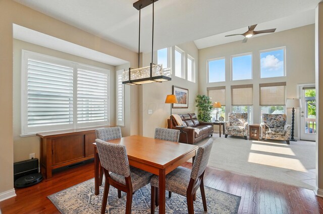 6368 Casado Dr, Columbus, OH 43213 - dining room featuring dark wood-style floors and ceiling fan