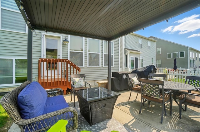 6368 Casado Dr, Columbus, OH 43213 - view of patio featuring outdoor lounge area and outdoor dining space