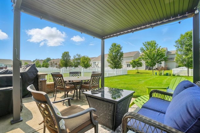 6368 Casado Dr, Columbus, OH 43213 - view of patio featuring outdoor dining space, a residential view, and a grill