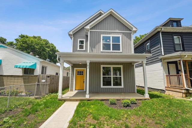63 Hayden Ave, Columbus, OH 43222 - view of front facade featuring board and batten siding and a porch