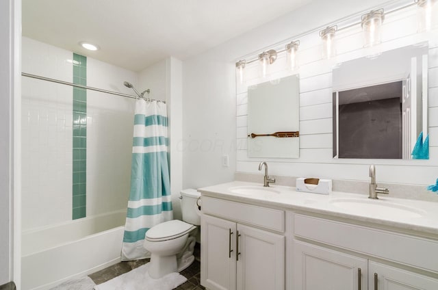 1201 Stone Trail Dr, Blacklick, OH 43004 - full bath featuring double vanity, toilet, and shower / bath combination with curtain
