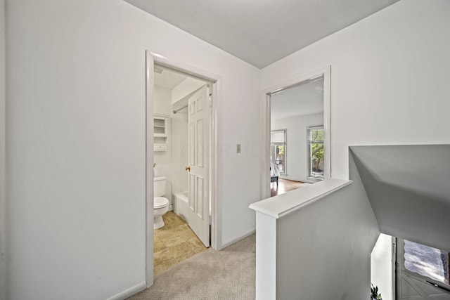 3600 Reed Rd Unit 13, Columbus, OH 43220 - corridor featuring light colored carpet and an upstairs landing