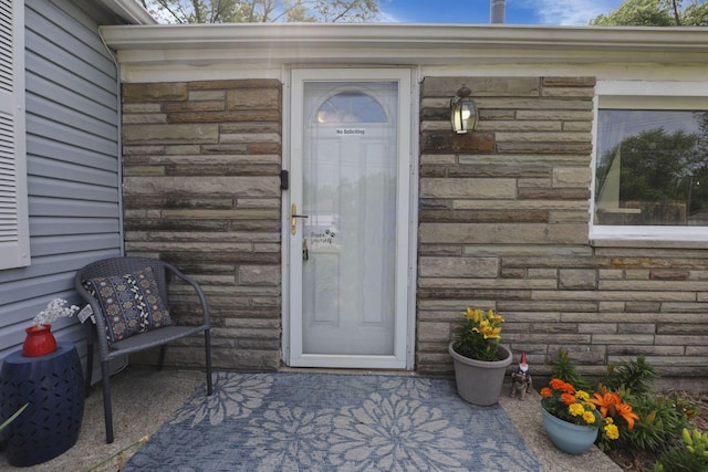 6769 Hildreth Ave, Columbus, OH 43229 - doorway to property with stone siding