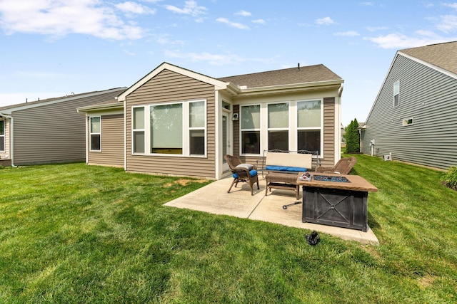 3736 Sanctuary, Hilliard, OH 43026 - back of house with a patio area, an outdoor fire pit, and a lawn