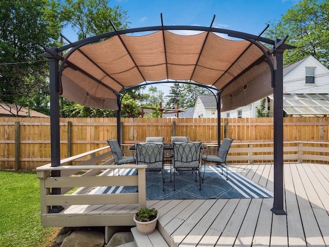 5298 Crawford Dr, Columbus, OH 43229 - deck featuring outdoor dining space and a fenced backyard