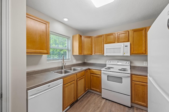 845 Bennett St, Marion, OH 43302 - kitchen featuring white appliances, a sink, and light wood finished floors