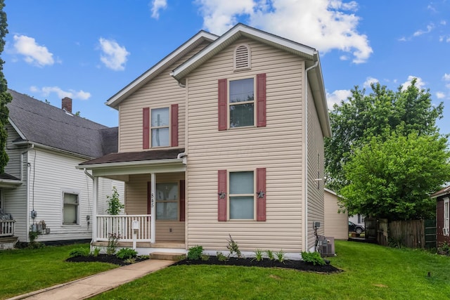 845 Bennett St, Marion, OH 43302 - traditional-style house featuring covered porch and central AC unit