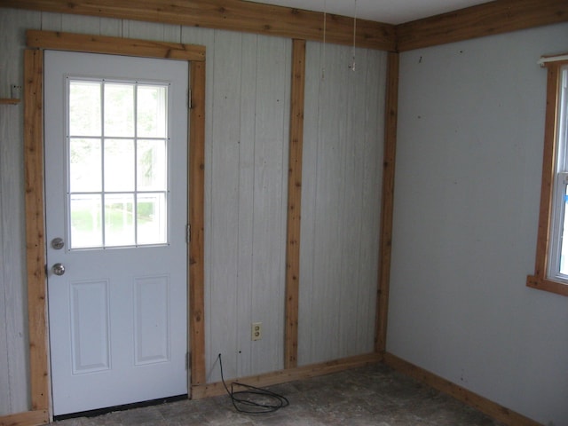 252 Randolph St, Wilmington, OH 45177 - doorway to outside featuring wooden walls