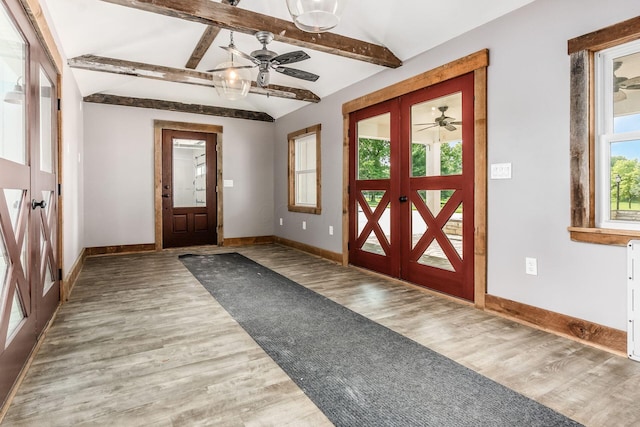 6900 Waterloo Rd NW, Canal Winchester, OH 43110 - foyer with ceiling fan, wood finished floors, and french doors