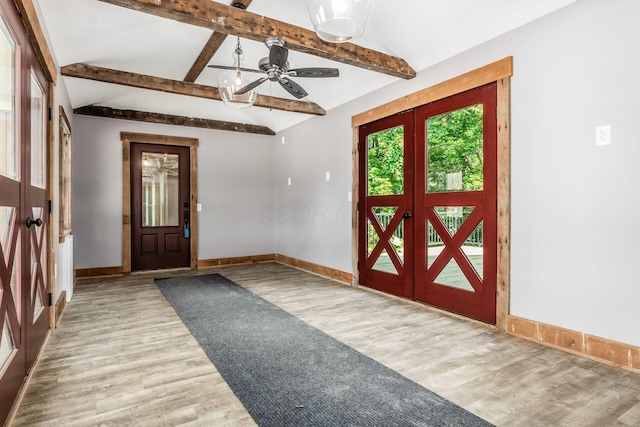 6900 Waterloo Rd NW, Canal Winchester, OH 43110 - foyer featuring french doors, wood finished floors, and a ceiling fan