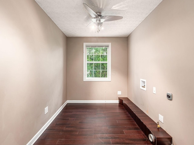 7034 Kellogg Dr, Powell, OH 43065 - empty room with ceiling fan, hardwood / wood-style floors, a textured ceiling, and baseboards