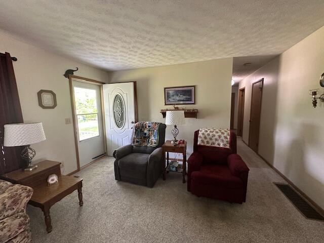 14572 Hock Hocking Rd, Logan, OH 43138 - living area with a textured ceiling and light carpet